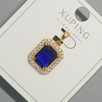 Xuping Pendant with Blue Crystal and White Crystals, Diameter 13x15 mm, Length 23 mm, 18K Gold Plating