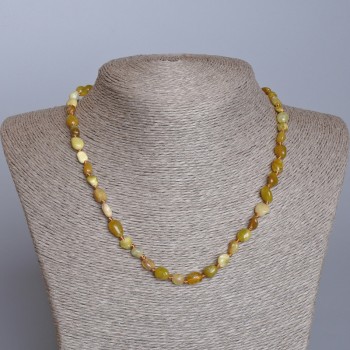 Beaded Necklace of Yellow Jadeite, natural stone, faceted beads, diameter 6×8 mm ±, length 48 cm ±