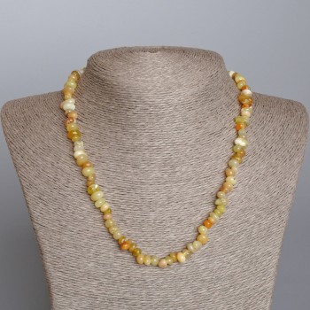 Yellow Agate Necklace, Natural Stone, Faceted Beads, 7×5 mm diameter, 47 cm length