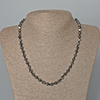 Hematite Necklace with Polygonal Beads, 4x4 mm diameter, 46 cm length