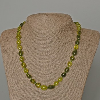 Olive Crystal Necklace (Olive-green tinted) Faceted Beads, 9x12 mm, length 48 cm ±