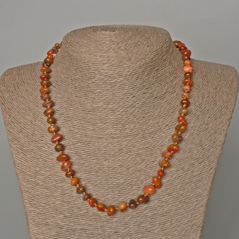 Jasper necklace with natural stone, faceted beads, 8×5 mm diameter, 48 cm length