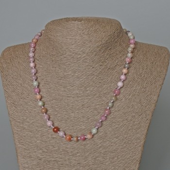 Colored Jadeite Beaded Necklace, Smooth Beads, 6.5 mm Diameter, 47 cm Length ±