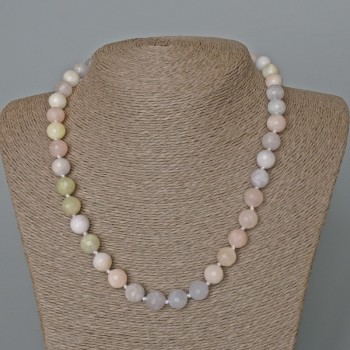 Morganite Necklace with natural stone, faceted bead, diameter 10 mm, length 49 cm