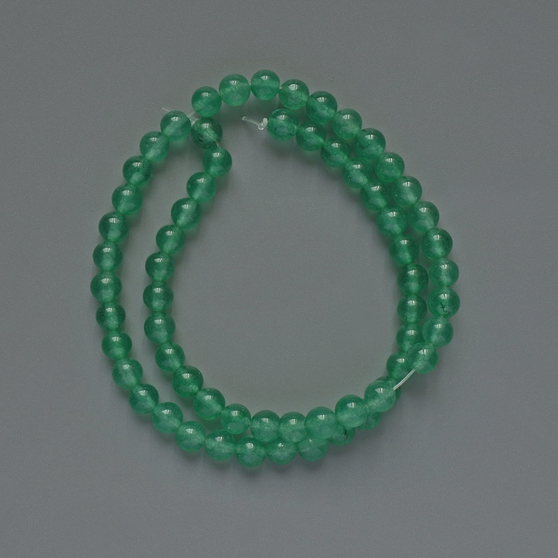 Synthetic Jade Beads (Artificial) Smooth Round, 6mm Diameter, 38cm Length on Beading Line
