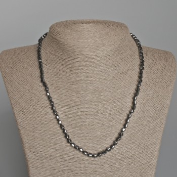 Hematite cube necklace, 4 mm diameter, 46 cm length