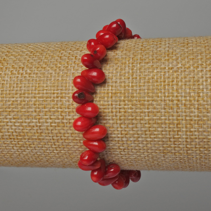 Natural Coral Bead Bracelet, Bead Size 5x8 mm, Length 18 cm +/- (Stretch)