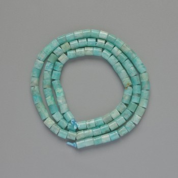 Amazonite Beads, natural stone, faceted, 4x4 mm diameter, approx. 39 cm length, on thread