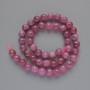 Rubellite Tourmaline Beads, natural stone, smooth round beads, 8 mm diameter ±, length 39 cm ± on thread
