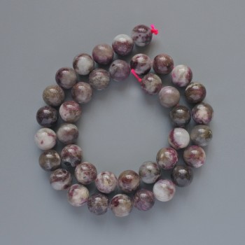 Tourmaline Beads, Natural Stone, Smooth Round Beads, Diameter 10 mm, Length 39 cm on a Thread