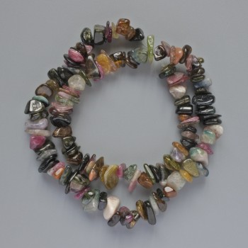 Tourmaline Beads, Natural Stone Chips, Diameter 9x3 mm, Length 40 cm on Thread