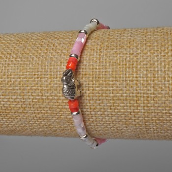 Bracelet with Assorted Mother-of-Pearl Discs and Metal Inserts