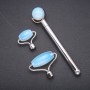 Moonstone Massager Set with 3 Attachments, Silver Metal