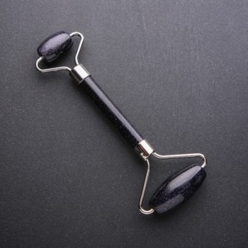 Aventurine Massager 'Blue Sand of Cairo Night', 14 cm long, silver metal