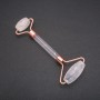 Roller massager made of natural Mountain Crystal, length 14.5 cm, copper-colored metal