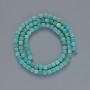 Amazonite Beads, Natural Stone, Faceted Cubes, 4 mm Diameter ±, 39 cm Length ± on Thread