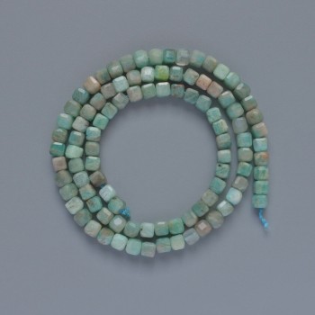 Amazonite Beads, Natural Stone, Faceted Cubes, 7 mm Diameter ±, 38 cm length ± on thread