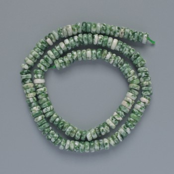 Moss Agate Beads, Smooth Rondelle, diameter 6x2.5 mm, length approx. 39 cm on a thread