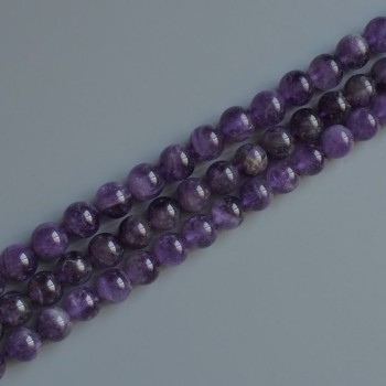 Amethyst beads natural stone smooth ball, diameter 10mm+-, length 39cm+- on thread