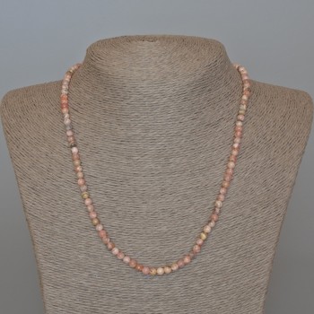 Rhodochrosite Necklace Natural Stone Smooth Bead, diameter 4–5 mm, length 48 cm