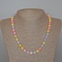 Morganite Necklace with Natural Stone, Smooth Bead, Diameter 8.5 mm, Length 49 cm