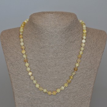 Yellow Opal Necklace, natural stone, smooth beads, diameter 6.5 mm, length 49 cm