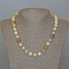 Yellow Opal Necklace with Natural Stone, Smooth Beads, Diameter 10.5 mm, Length 49 cm