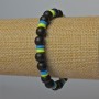 Bracelet 'Ukraine' with Shungite (Synthetic) and Polymer Clay, 8mm bead diameter, 6×1mm ±, length 18cm ± (stretch)