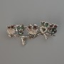 Owl brooch with colored rhinestones, black enamel and halite, silver-tone metal 52x26 mm