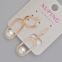 Xuping Earrings with Mallorca Pearl and White Crystals, Diameter 24x11 mm +/-, Length 40 mm +/-, 18K Gold Plating