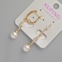 Xuping earrings with white crystals and Mallorca pearl bead, diameter about 8 mm, length about 43 mm, 18K gold plating