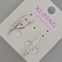 Xuping Earrings with White Rhinestones, Diameter 23×6 mm ± Rhodium