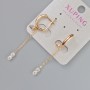 Xuping Earrings with White Crystals, 7.5×3.5 mm diameter, 49 mm length, 18K Gold Plating