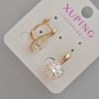 Xuping Earrings with White Crystal and Rhinestones, diameter 19x10 mm, 18K Gold Plating