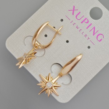Xuping Earrings "Star" with White Crystal, diameter 15mm±, length 30mm± Gold plating 18K