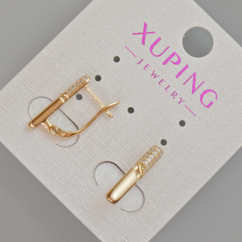 Сережки Xuping з білими стразами, діаметр 17х3мм+- Позолота 18К