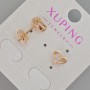 Xuping 'Heart' Stud Earrings with White Crystal, 6.5×8.5 mm, 18K Gold Plating
