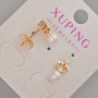 Xuping 'Crown' Stud Earrings with White Bead and Crystals, 12×6 mm diameter, 18K Gold Plating