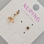 Xuping Stud Earrings with Black Crystal, Diameter 4 mm ± 18K Gold Plating