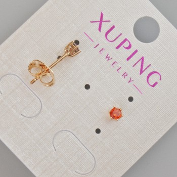 Xuping stud earrings with red crystal, diameter 4 mm ± 18K Gold Plating