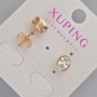 Xuping Stud Earrings with White Crystal, Diameter 8.5×6.5 mm, 18K Gold Plating