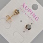 Xuping stud earrings with a black crystal, 7 mm diameter ± 18K gold plating