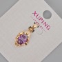 Pendant Xuping with Violet Crystal, diameter 24×11 mm, 18K Gold Plating