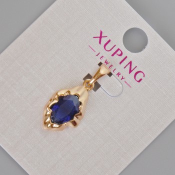 Xuping Pendant with Blue Crystal, Diameter 24x11 mm, 18K Gold Plating