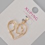 Pendant Xuping 'Heart' with white crystals, diameter 28×21 mm, 18K gold plating