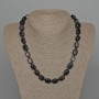Black Agate Necklace, Natural Stone Bar Beads, 9×12 mm, Length 49 cm+