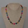 Necklace of multicolored agate natural stone bar beads, diameter 9x12 mm+-, length 49 cm+