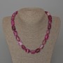 Raspberry Agate Necklace, natural stone, rectangular beads, 11×15 mm, length approx. 49 cm