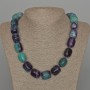 Agate Necklace with natural stone beads, block-shaped, diameter 16x19 mm, length 53 cm ±