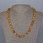 Yellow Cat's Eye Necklace, natural stone, smooth beads, diameter 10.5 mm, length 49 cm